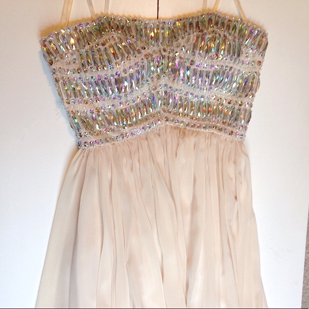 Champagne Strapless Prom Dress Evening Gown
